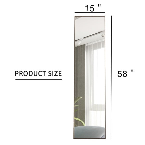 3rd Gen Gray Solid Wood Full-Length Dressing Mirror 58"x15