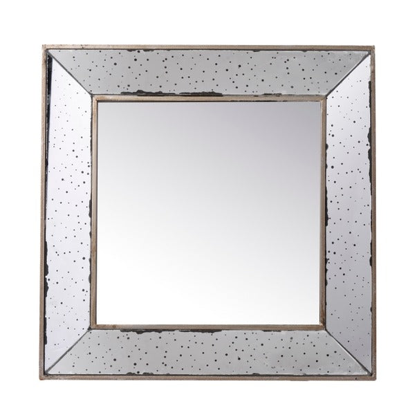 18" X 18" Distressed Silver Square Accent Mirror