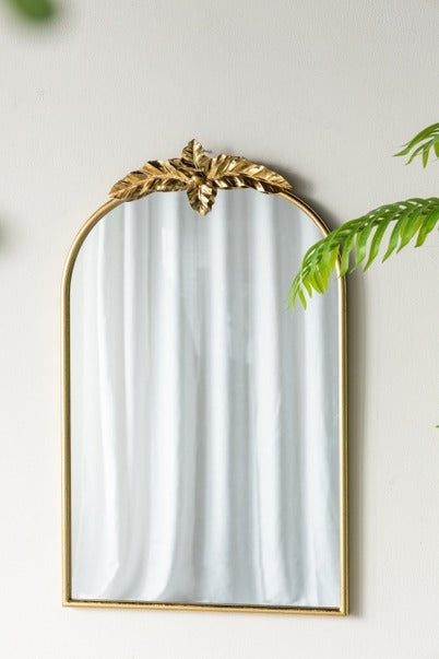 24" X 36" Arched Wall Mirror with Gold Metal Frame