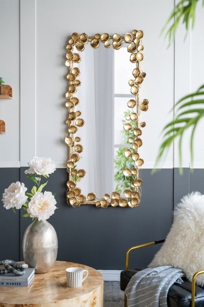 61" X 31" Full Length Mirror with Golden Leaf Accents, Floor