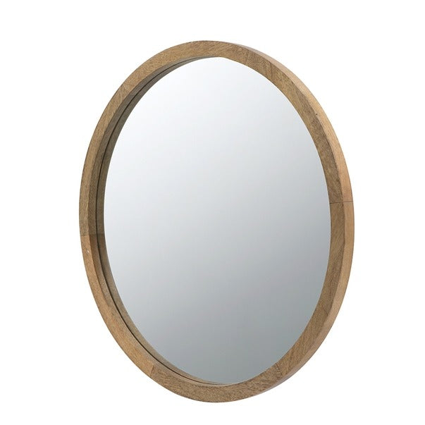 20" X 20" Circle Wall Mirror with Wooden Frame Wall Mirror