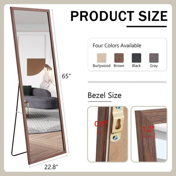 Thickened Border Wood Grain Full-Length Dressing Mirror