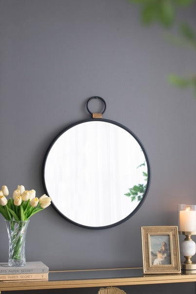 24"x27"Wall Mirror with Black Frame Contemporary Minimalist