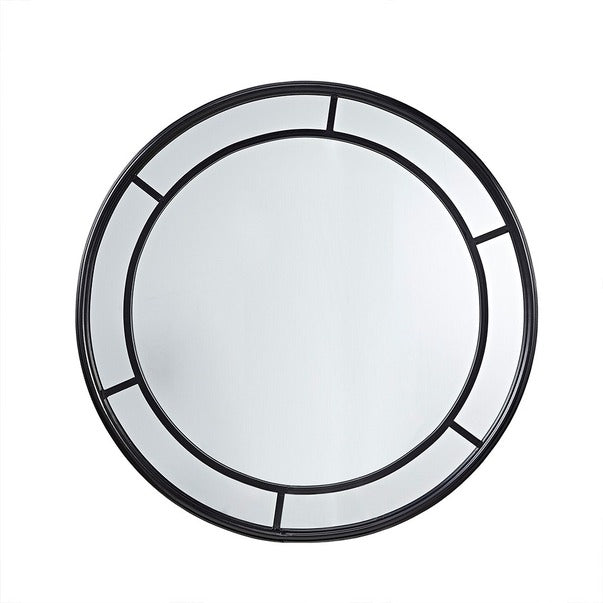 Iron Frame Round Wall Mirror, Matte Black