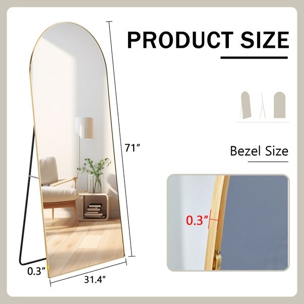 4th Gen Full-Length Arched Metal Mirror with Stand 71"x31