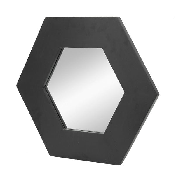 18.5" X 18.5" Hexagon Mirror with Solid Wood Frame