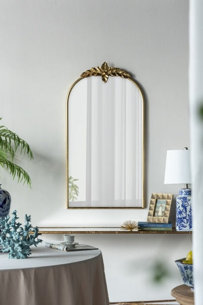 24" X 42" Arched Wall Mirror with Gold Metal Frame