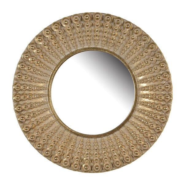 14" Gold Beaded Sunburst Mirror Round Accent Wall Mirror