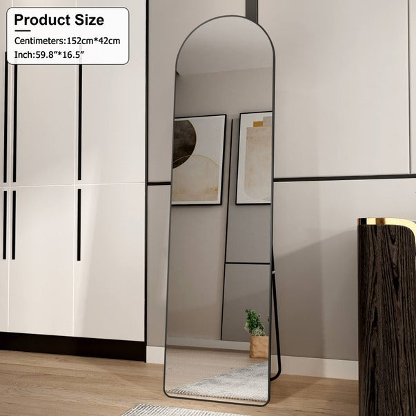 3rd Gen Arched Aluminum Floor Mirror For Home & Store