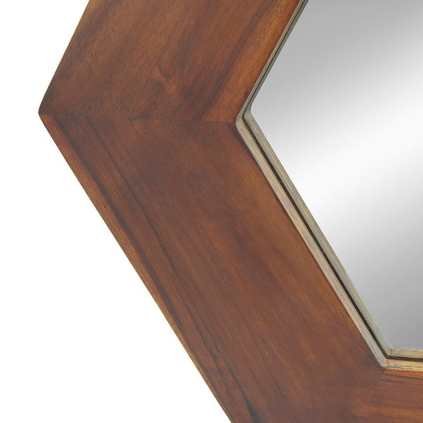 18.5" X 18.5" Hexagon Mirror with Solid Wood Frame