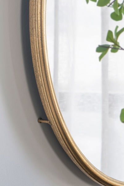 26" X 32" Circle Wall Mirror with Gold Metal Frame