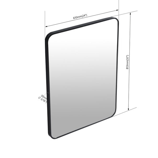 Black Rectangle 24x32 Inch Mirror w/ Aluminum Frame