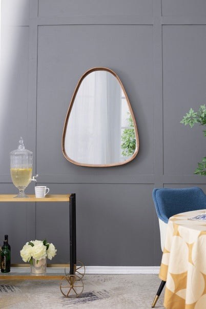 30"x38" Irrgeular Mirror with Wood Frame, Wall Mirror For Li