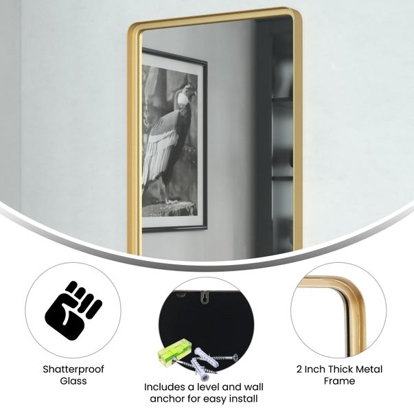 Gold 20" X 30" Rectangle Metal Frame Wall Mirror