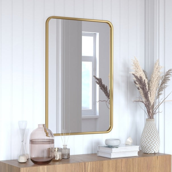 24x36 Matte Gold Metal Frame Accent Wall Mirror