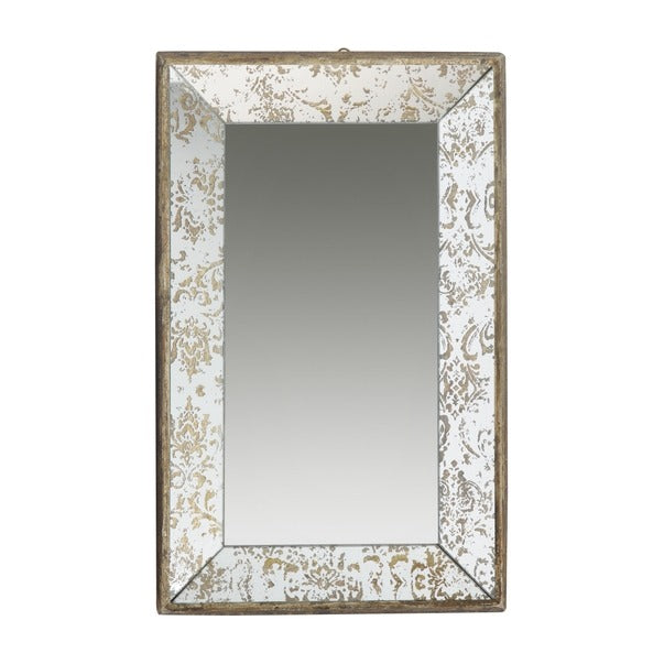 20" X 12"Antique Silver Rectangle Mirror with Floral Accents