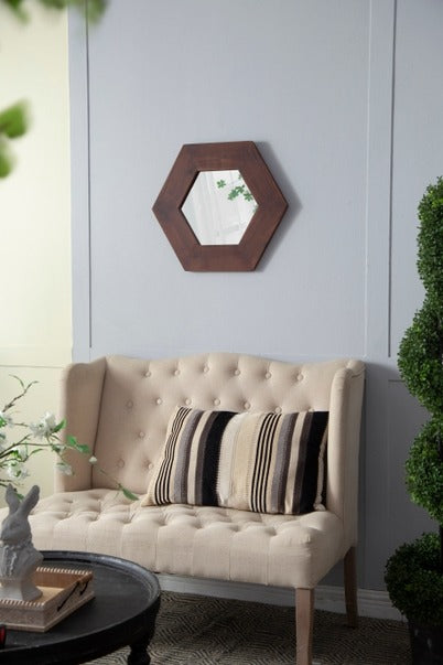 18.5" X 18.5" Hexagon Mirror with Solid Wood Frame