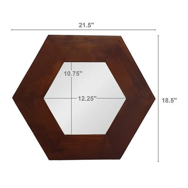 18.5" X 18.5" Hexagon Mirror with Solid Wood Frame