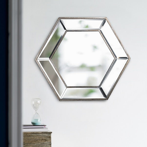 20" X 18" Hexagon Wall Mirror with Contemporary Glass Design