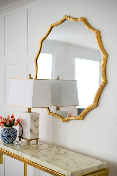 D40" Round Sunburst Wall Mirror with Gold Finish, Wall Decor