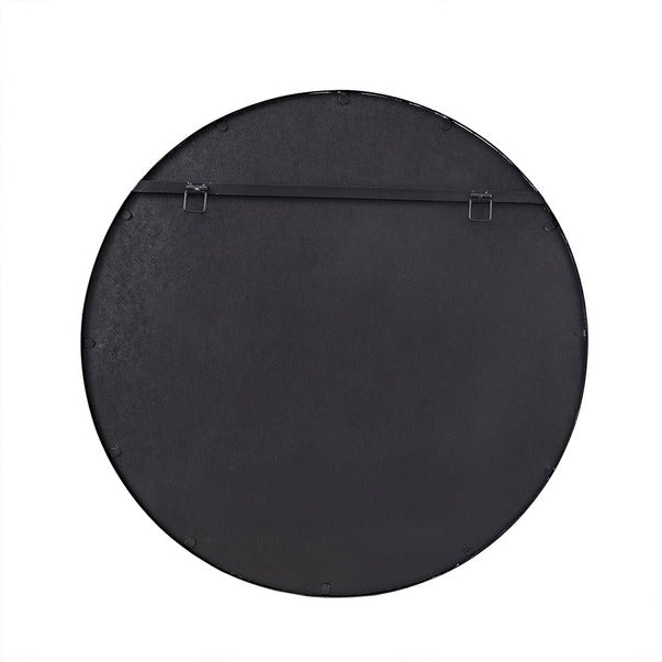 Iron Frame Round Wall Mirror, Matte Black