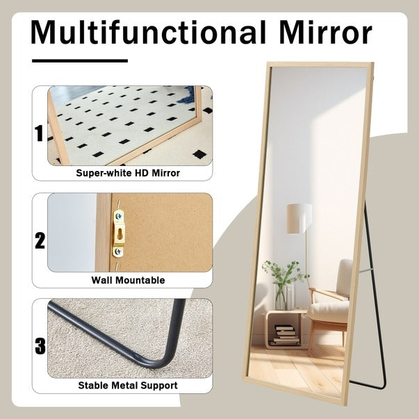 Solid Wood Frame Full-Length Dressing & Decorative Mirror