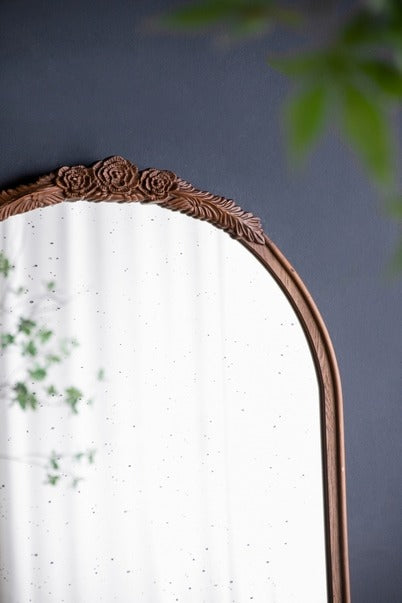 30" X 65" Hand Carved Rose Antique Mirror Frame, Large Arch