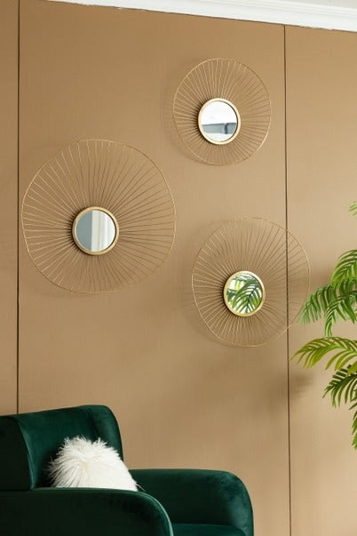 Set of 3 Wall Mirror Abstract Designed Wall Mirrors