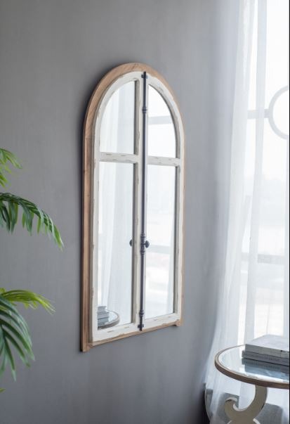 27.5" X 3" X 48" Arch Wood Wall Mirror