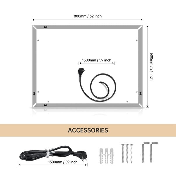 Anti-Fog Dimmable Touch Button Led Bathroom Mirror