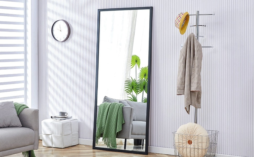 Solid Wood Full-Length Dressing Mirror Floor & Wall Mount