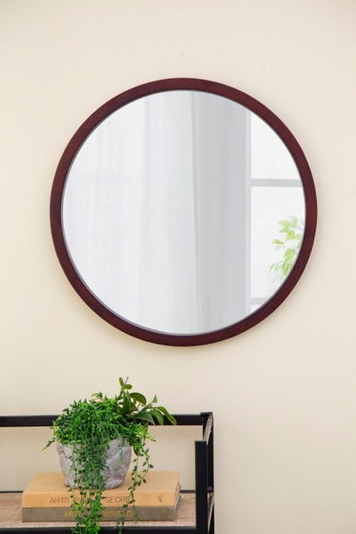 20" X 20" Circle Wall Mirror with Wooden Frame