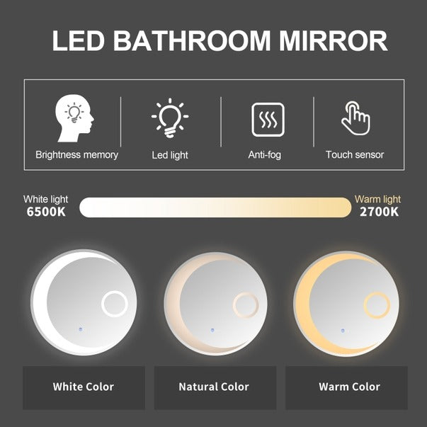 24 in. Round Dimmable Led Mirror w/ Anti-Fog Feature