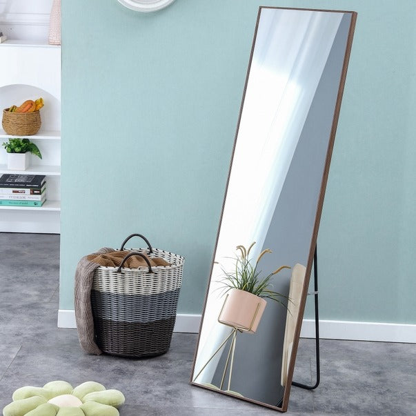 3rd Gen Brown Solid Wood Frame Full-Length Dressing Mirror