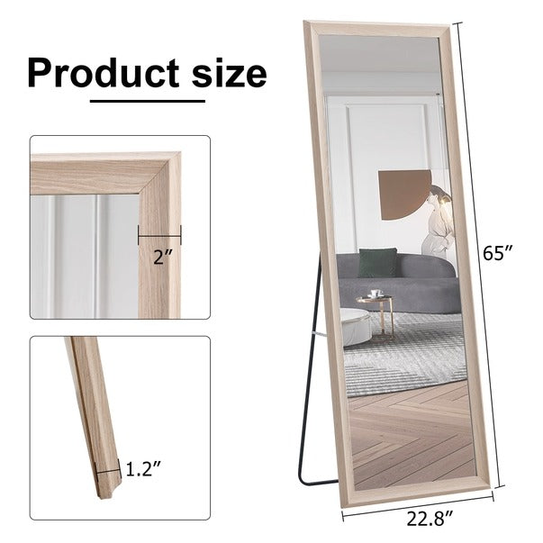 Third Gen Light Oak Wood Full-Length Floor Standing Mirror