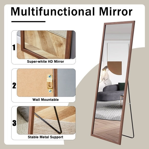 Thickened Border Wood Grain Full-Length Dressing Mirror