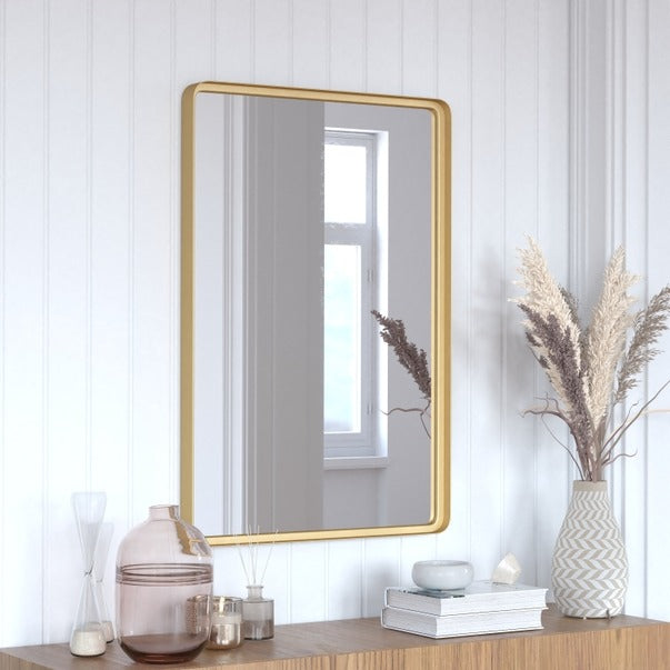 24x36 Gold Metal Wall Mirror - 2 Inch Deep Frame