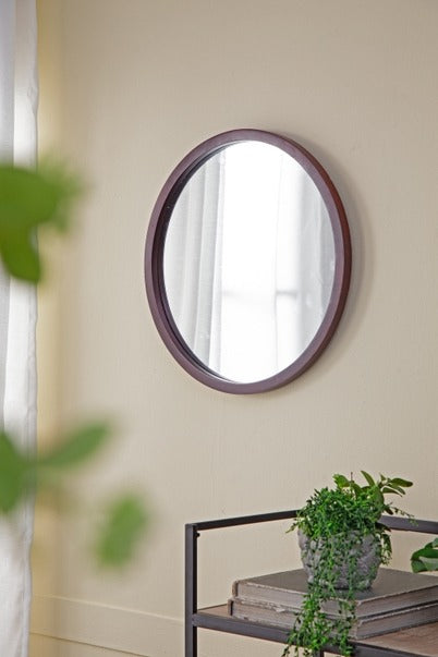 20" X 20" Circle Wall Mirror with Wooden Frame