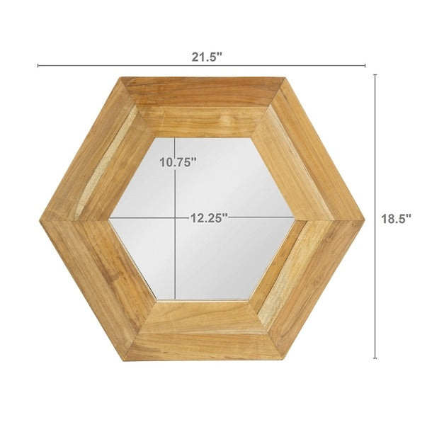 18.5" X 18.5" Hexagon Mirror with Natural Wood Frame