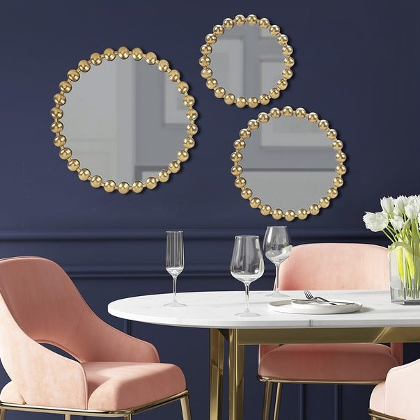 Gold Round Mirror 3-Piece Set Wall Decor Mirror