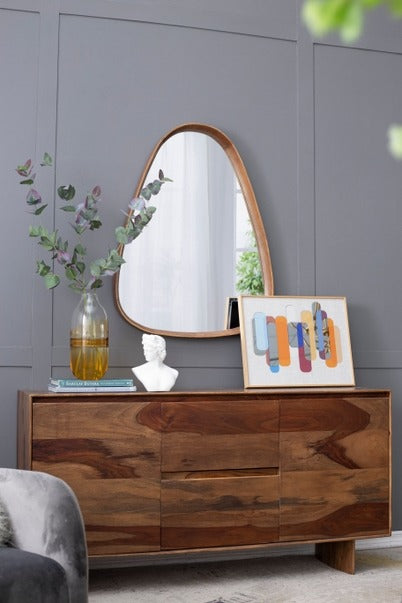 30"x38" Irrgeular Mirror with Wood Frame, Wall Mirror For Li