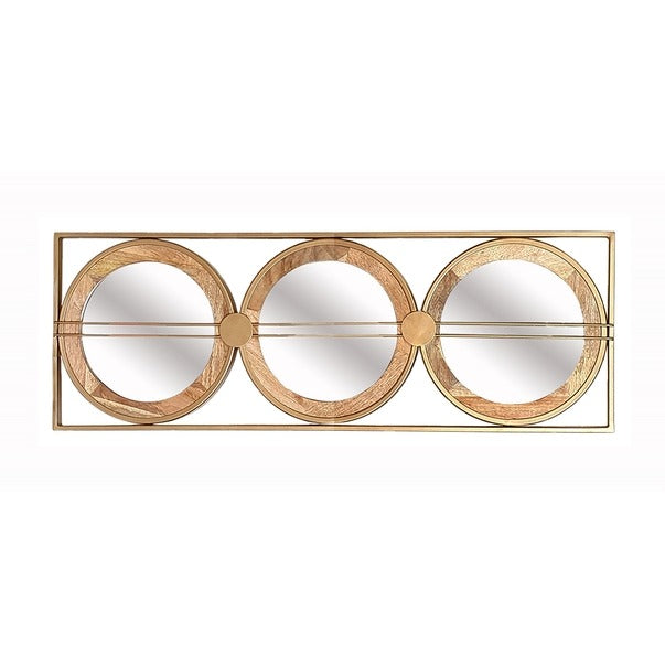 3 Mirror Piece Wall Mirror in Gold Rectangular Frame