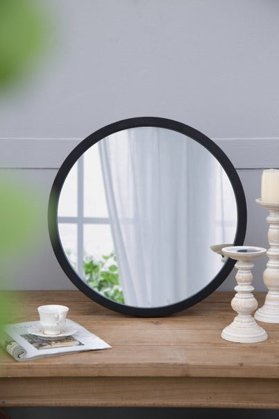 20" X 20" Circle Wall Mirror with Wooden Frame