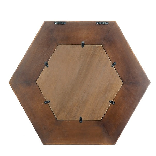 18.5" X 18.5" Hexagon Mirror with Solid Wood Frame