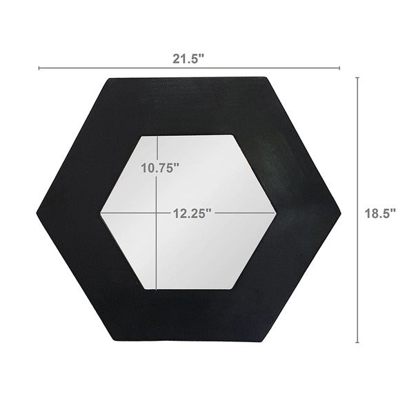 18.5" X 18.5" Hexagon Mirror with Solid Wood Frame