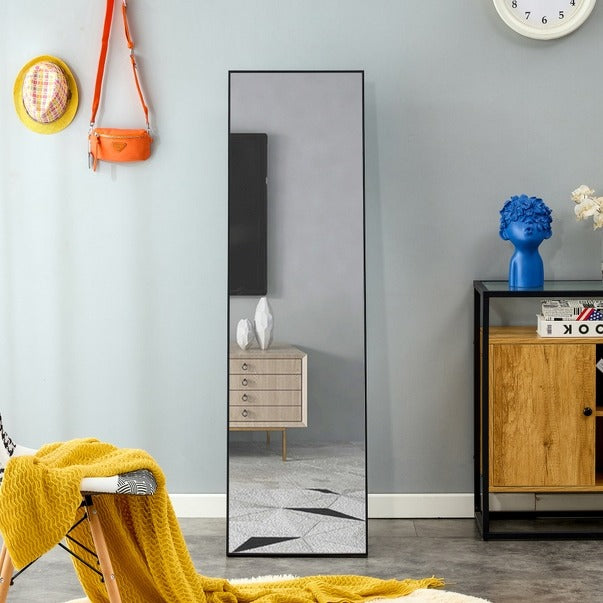 3rd Gen Black Solid Wood Full Length Dressing Mirror 60"x17