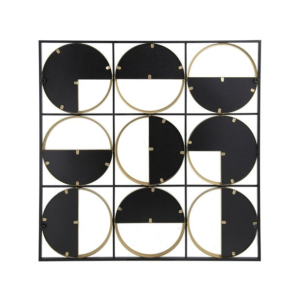 35.6" in Eclectic Styling Metal Beaded Black Wall Mirror