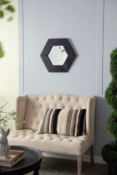 18.5" X 18.5" Hexagon Mirror with Solid Wood Frame