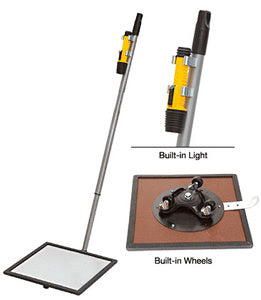 CRL 12" Flat Inspection Mirror with Wheels and Light