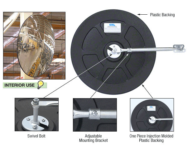 CRL 30" Diameter Circular Heavy-Duty Glass Convex Mirror